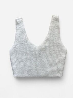 RVCA Sunday Collection Cream Eyelash Knit V Neck Crop Top Tank Top